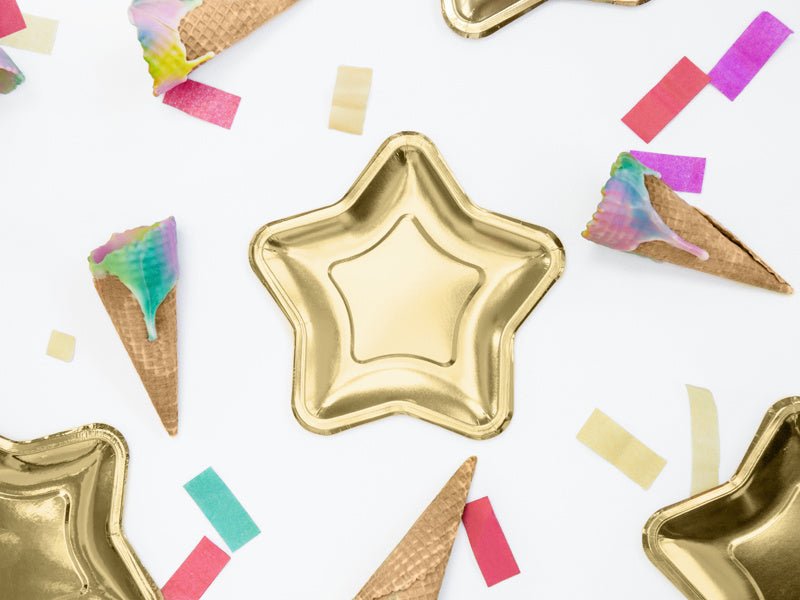 Gouden Borden Ster 23cm 6st van Partydeco koop je bij Partywinkel