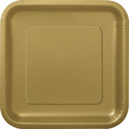 Gouden Borden Vierkant 17,5cm 16st van Unique koop je bij Partywinkel
