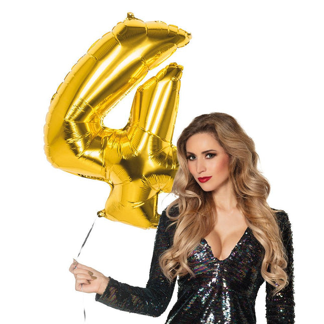Gouden Cijfer Ballon 4 Jaar 86cm van Boland koop je bij Partywinkel