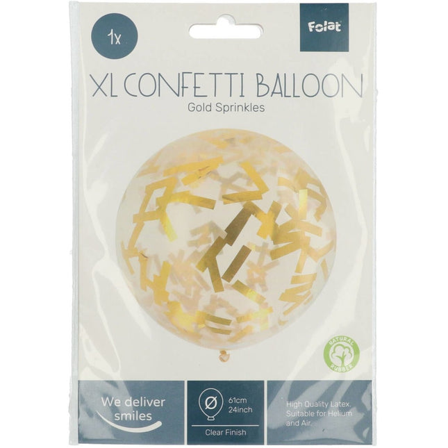 Gouden Confetti Ballon 61cm van Folat koop je bij Partywinkel
