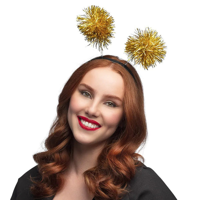 Gouden Haarband Pompoms - Partywinkel - 8712026134912
