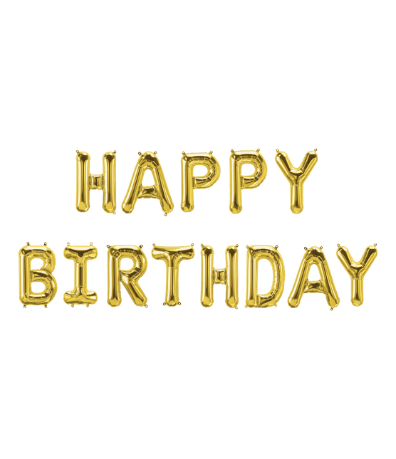 Gouden Happy Birthday Ballonnen Set 1,9m van Paper Dreams koop je bij Partywinkel