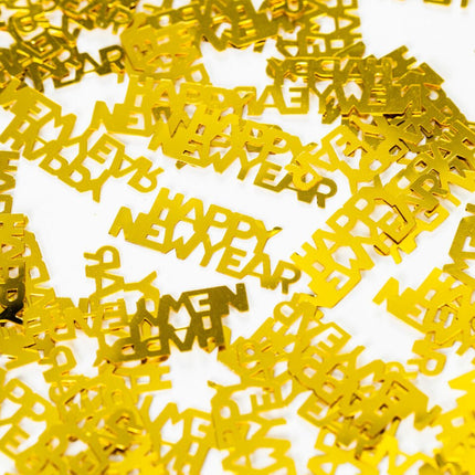 Gouden Happy New Year Tafelconfetti 14g van WeFiesta koop je bij Partywinkel