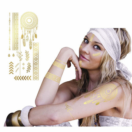 Gouden Hippie Nep Tattoos van Fiestas Guirca koop je bij Partywinkel