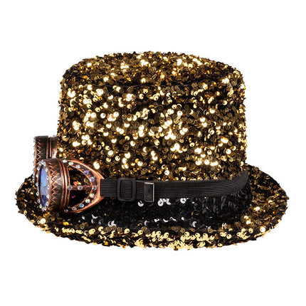 Gouden Hoed Glitters Met Bril van Boland koop je bij Partywinkel