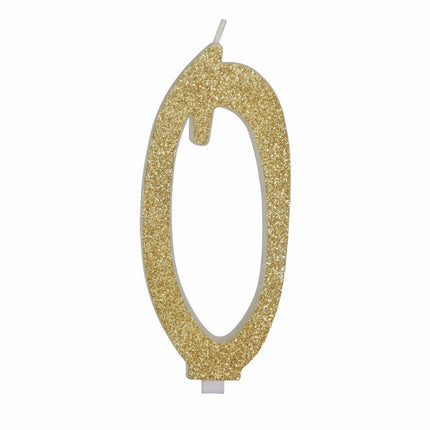 Gouden Kaars 0 Jaar Glitter 12,5cm van Fiestas Guirca koop je bij Partywinkel