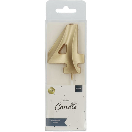 Gouden Kaars 4 Jaar 5cm van Folat koop je bij Partywinkel