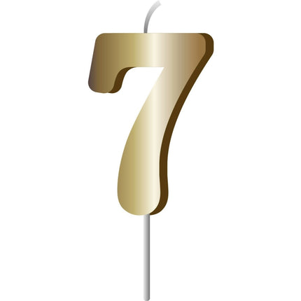 Gouden Kaars 7 Jaar 7cm van Folat koop je bij Partywinkel