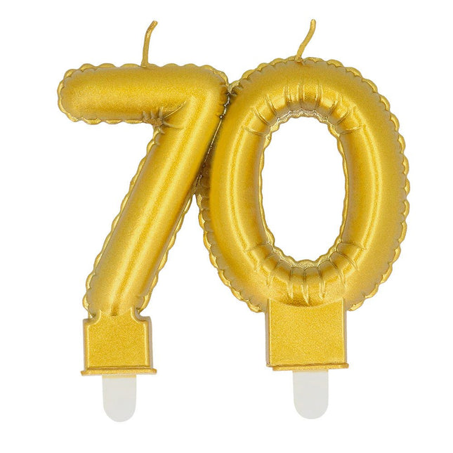 Gouden Kaars 70 Jaar 8cm van Boland koop je bij Partywinkel