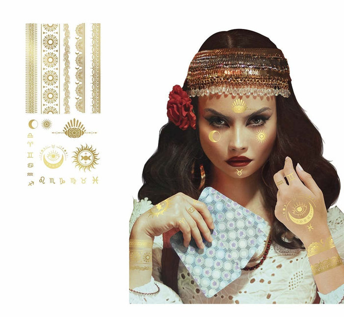 Gouden Nep Tattoos van Fiestas Guirca koop je bij Partywinkel