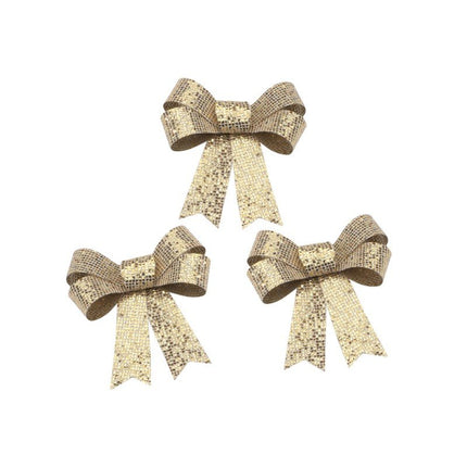 Gouden Strik Glitters 12,7cm 3st van CHAKS koop je bij Partywinkel