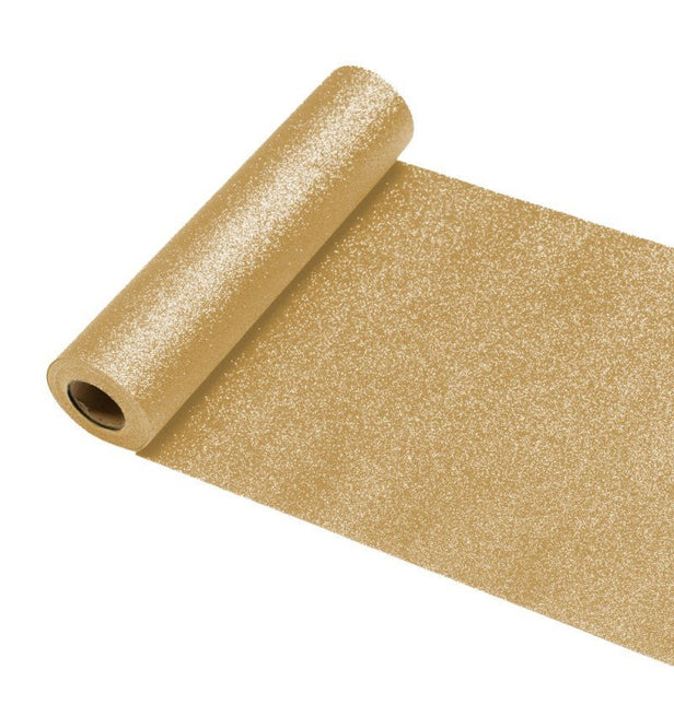 Gouden Tafelloper Glitter 30Cm 5m van CHAKS koop je bij Partywinkel