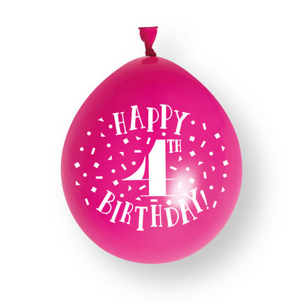 10 pezzi Palloncini in lattice Happy 4th Birthday 23cm