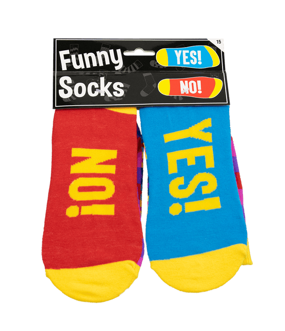 Grappige Sokken Yes! No! 1 paar van Paper Dreams koop je bij Partywinkel