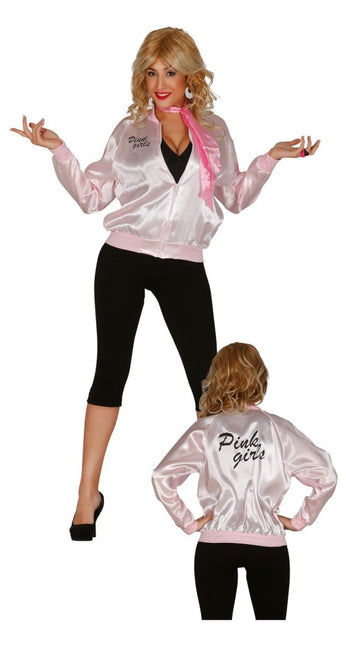 Giacca Rosa Anni '50 In Raso + Calzini E Sciarpa - Costume Completo ILOVEFANCYDRESS - Foto 1