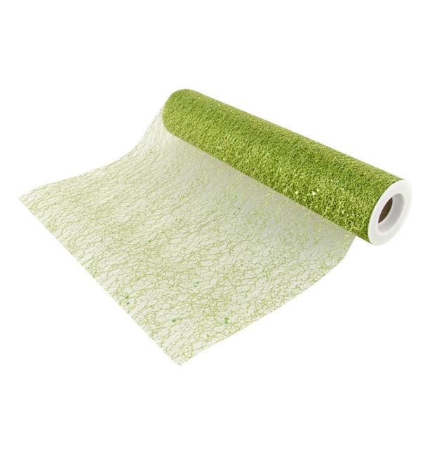 Runner da tavolo verde glitterato 5m