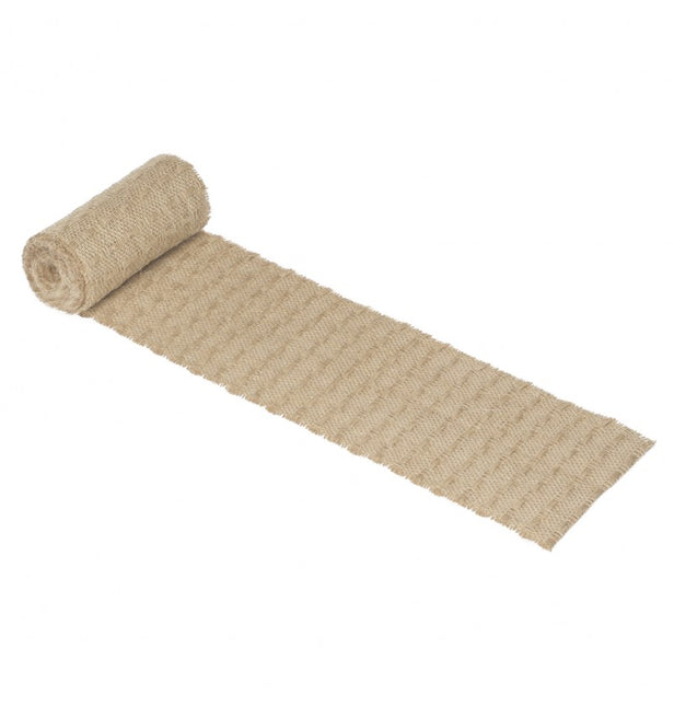 NASTRO DI JUTA NATURALE CON MOTIVO A QUADRI 15 CM X 3 M