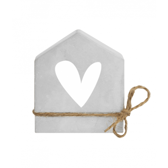 Grijze Cement Huisje Hartje 8cm van Paper Dreams koop je bij Partywinkel