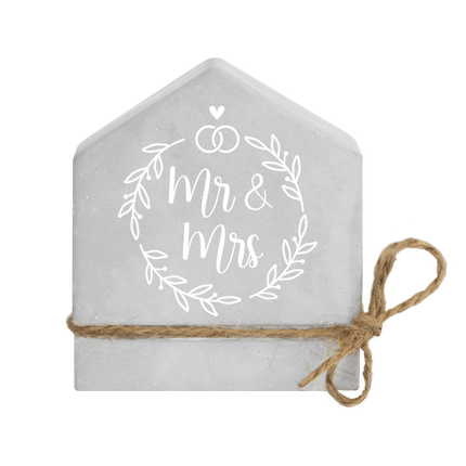 Grijze Cement Huisje Mr. & Mrs. 8cm van Paper Dreams koop je bij Partywinkel