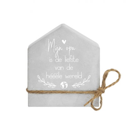 Grijze Cement Huisje Opa 8cm van Paper Dreams koop je bij Partywinkel