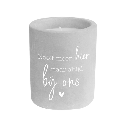 Grijze Cement Kaars Altijd Bij Ons 8cm van Paper Dreams koop je bij Partywinkel