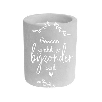 Grijze Cement Kaars Je Bijzonder Bent 8cm van Paper Dreams koop je bij Partywinkel