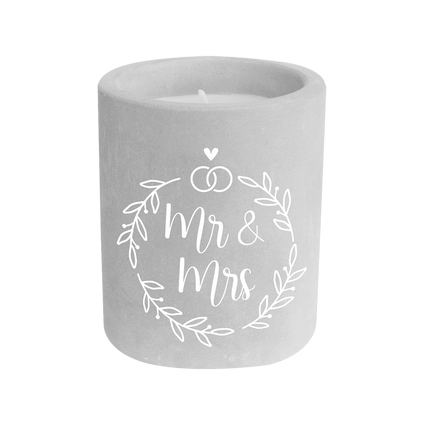 Grijze Cement Kaars Mr & Mrs 8cm van Paper Dreams koop je bij Partywinkel