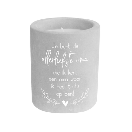 Grijze Cement Kaars Oma 8cm van Paper Dreams koop je bij Partywinkel
