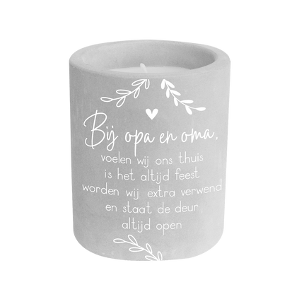 Grijze Cement Kaars Opa En Oma 8cm van Paper Dreams koop je bij Partywinkel