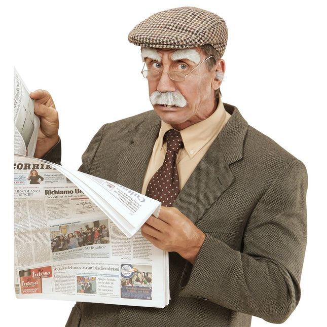 Grijze Nep Snor Snor En Wenkbrauwen 2 delig van Widmann koop je bij Partywinkel