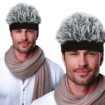 Grijze Pruik Met Band Volwassen van Fiestas Guirca koop je bij Partywinkel