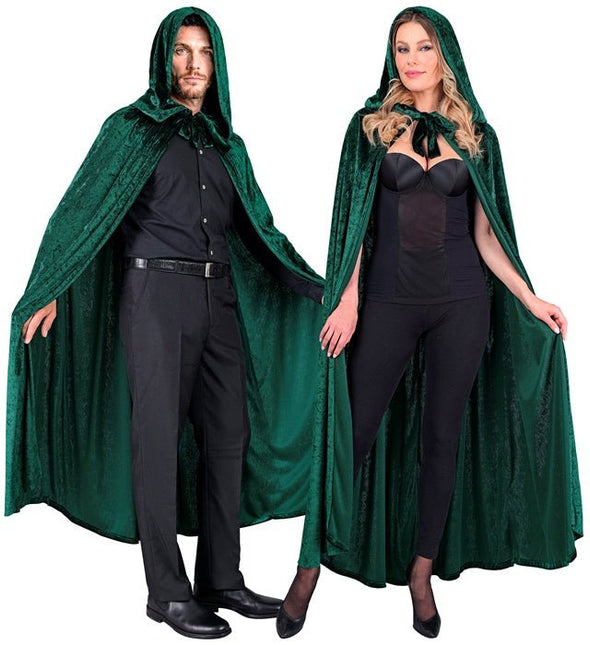 Groen Fluwelen Cape Met Kap 140cm van Widmann koop je bij Partywinkel