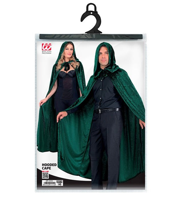 Groen Fluwelen Cape Met Kap 140cm van Widmann koop je bij Partywinkel