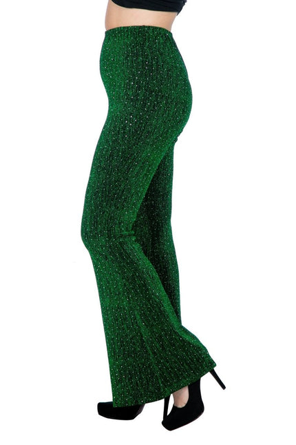 Groene Broek Dames Flared Glitter van Wilbers & Wilbers koop je bij Partywinkel