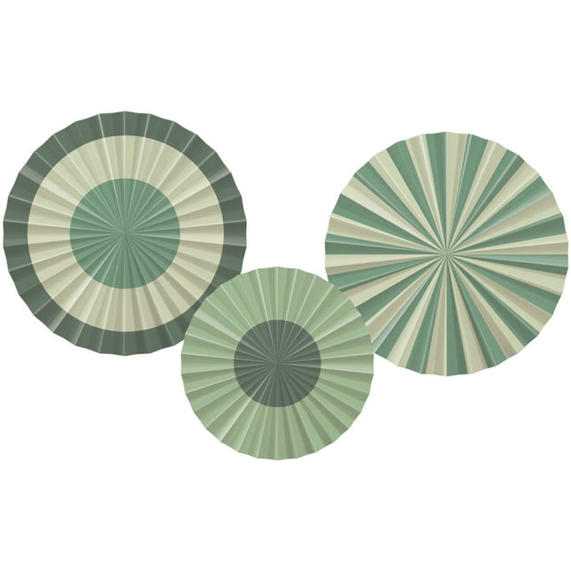 Groene Papieren Waaiers 35cm 3st - Partywinkel - 8714572243445