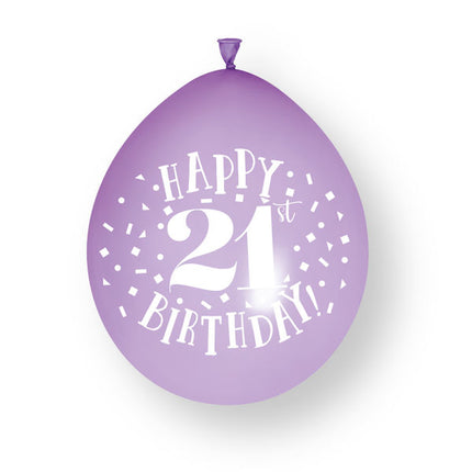 Palloncini in lattice da 10 ct "Happy 21st Birthday" da 23 cm