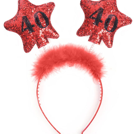 Haarband 40 Jaar Sterren Rood van Partydeco koop je bij Partywinkel
