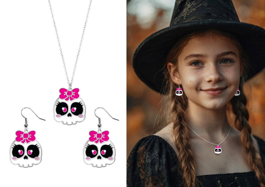 Halloween Accessoireset Ketting En Oorbellen Schedel van Fiestas Guirca koop je bij Partywinkel