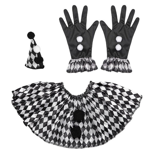 Halloween Accessoireset Wit Zwart Harlekijn van Widmann koop je bij Partywinkel