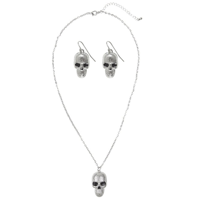 Halloween Accessoireset Zilver Doodshoofd 3 delig van Widmann koop je bij Partywinkel