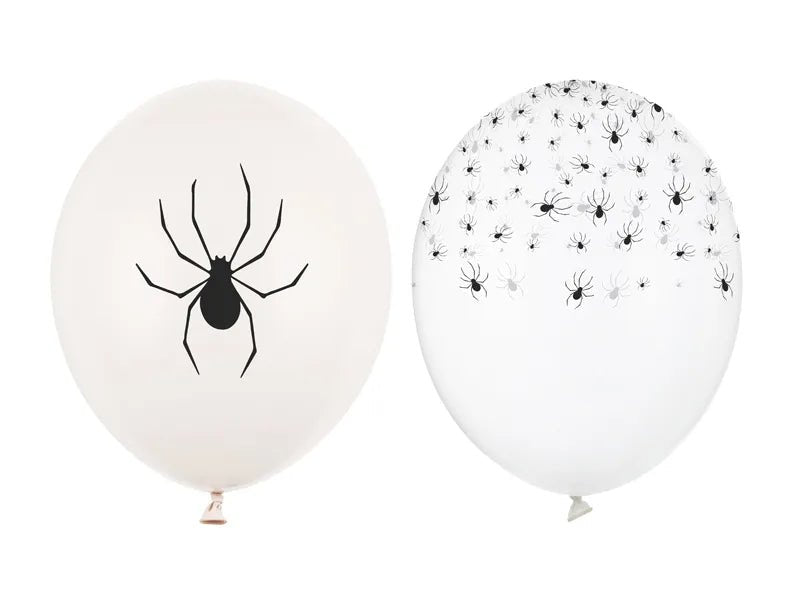 Halloween Ballonnen Wit Zwart Spinnen 30cm 50st van Partydeco koop je bij Partywinkel