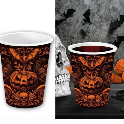 Halloween Bekers Gotische Pompoen 240ml 6st - Partywinkel - 8434077269244