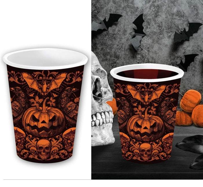 Halloween Bekers Gotische Pompoen 240ml 6st - Partywinkel - 8434077269244