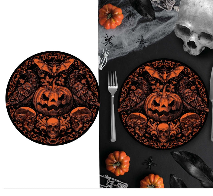 Halloween Borden Gotische Pompoen 23cm 6st - Partywinkel - 8434077269251