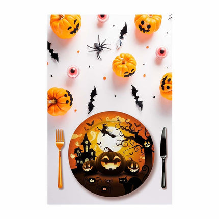 Halloween Borden Pompoen 23cm 6st van Fiestas Guirca koop je bij Partywinkel