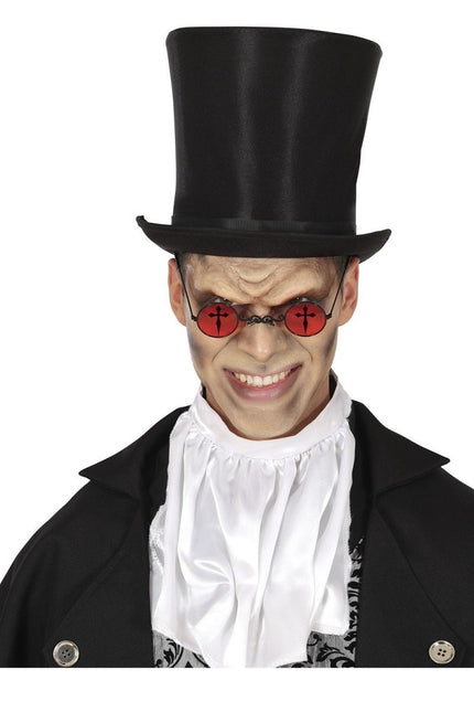 Halloween Bril Rood Zwart Kruis - Partywinkel - 8434077268360