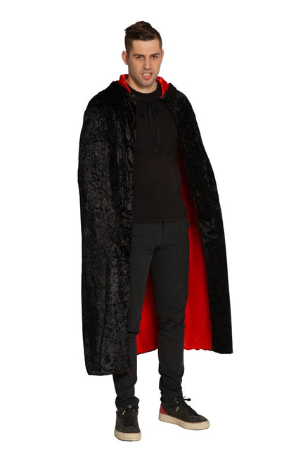 Halloween Cape Zwart Rood Deluxe van Partychimp koop je bij Partywinkel