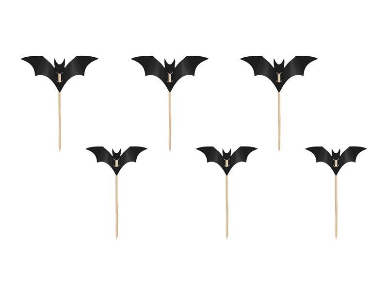 Halloween Cocktailprikkers Vleermuis 5cm 6st - Partywinkel - 5904555048393