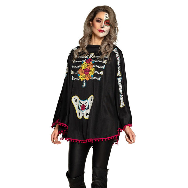 Halloween Day Of The Dead Poncho van Boland koop je bij Partywinkel