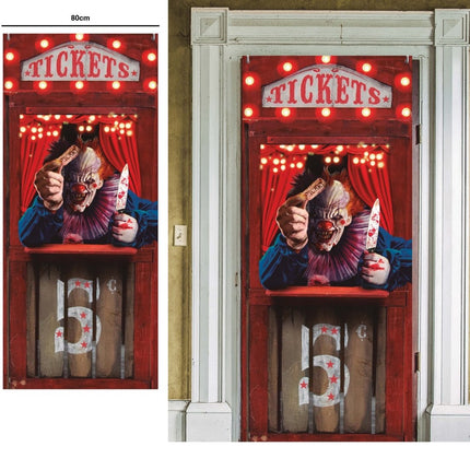 Halloween Deurposter Horror Clown 120cm x 79cm van Fiestas Guirca koop je bij Partywinkel